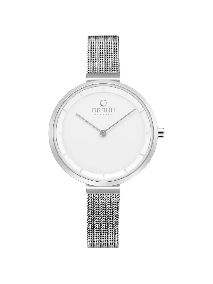Женские часы Obaku Classic с кварцевым механизмом и белым циферблатом V225LXCIMC — изображение 1 из 1, оттенок серебряный