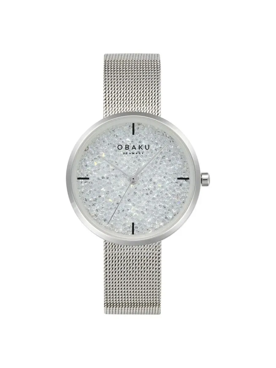 Женские часы Obaku Glimmer с белым циферблатом и кварцевым механизмом V289LHCWMC — серебристый