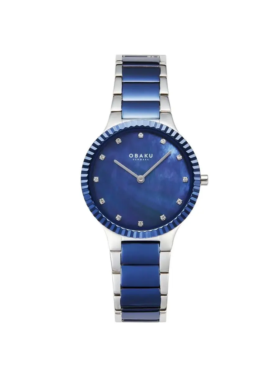 Женские часы Obaku Linje с кварцевым механизмом и синим циферблатом V292LXHLSK — синий