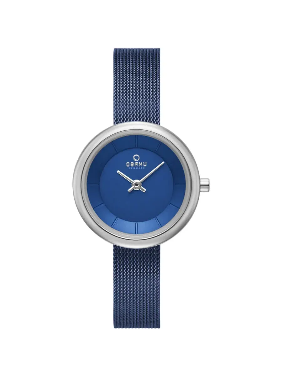 Женские часы Obaku Stille Arctic с синим кварцевым циферблатом V146LXCLML — серебристый