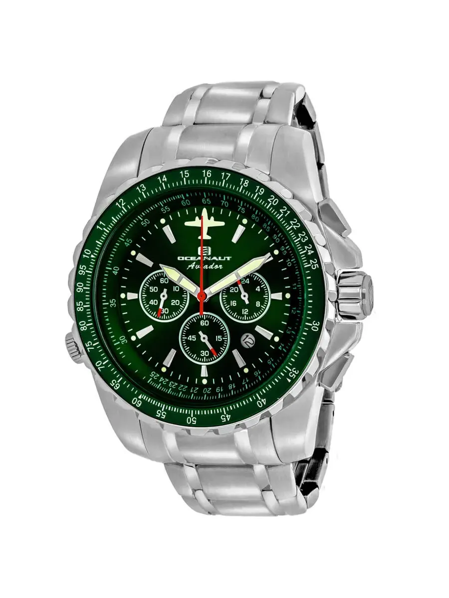 Мужские кварцевые часы Oceanaut Aviador Pilot Chronograph с зеленым циферблатом OC0117 — изображение 1 из 1, оттенок зеленый