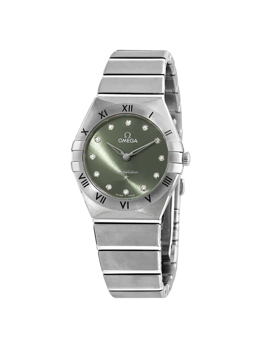 Женские часы Omega Constellation Quartz с зеленым циферблатом и бриллиантами 131.10.28.60.60.001 — изображение 1 из 3