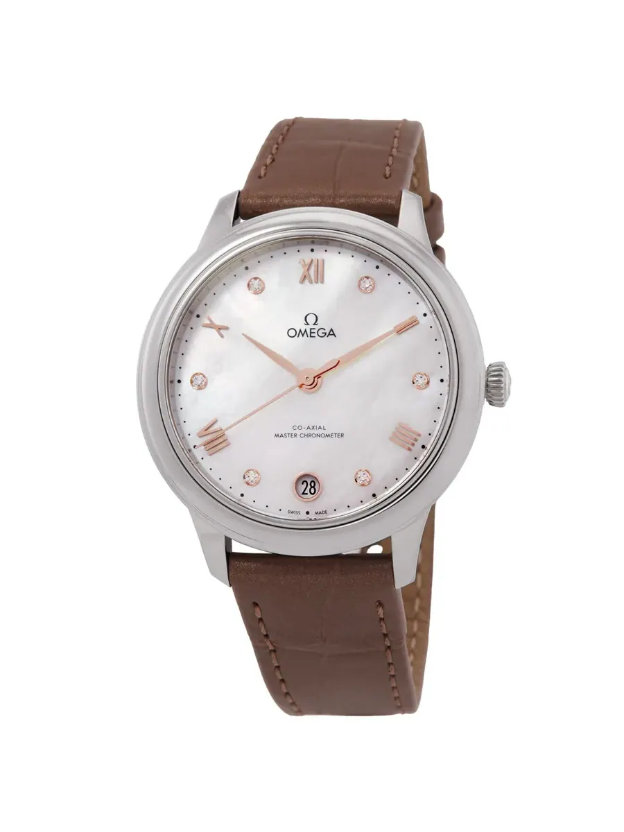 Женские часы Omega De Ville Automatic Chronometer с белым циферблатом и бриллиантами 434.13.34.20.55.001 — изображение 1 из 3