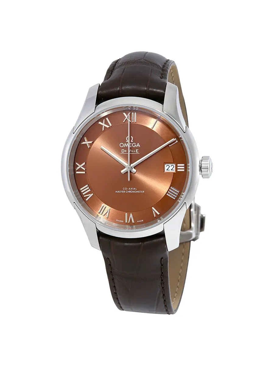 Мужские автоматические часы Omega De Ville Hour Vision с бронзовым циферблатом, модель 433.13.41.21.10.001 — серебристый