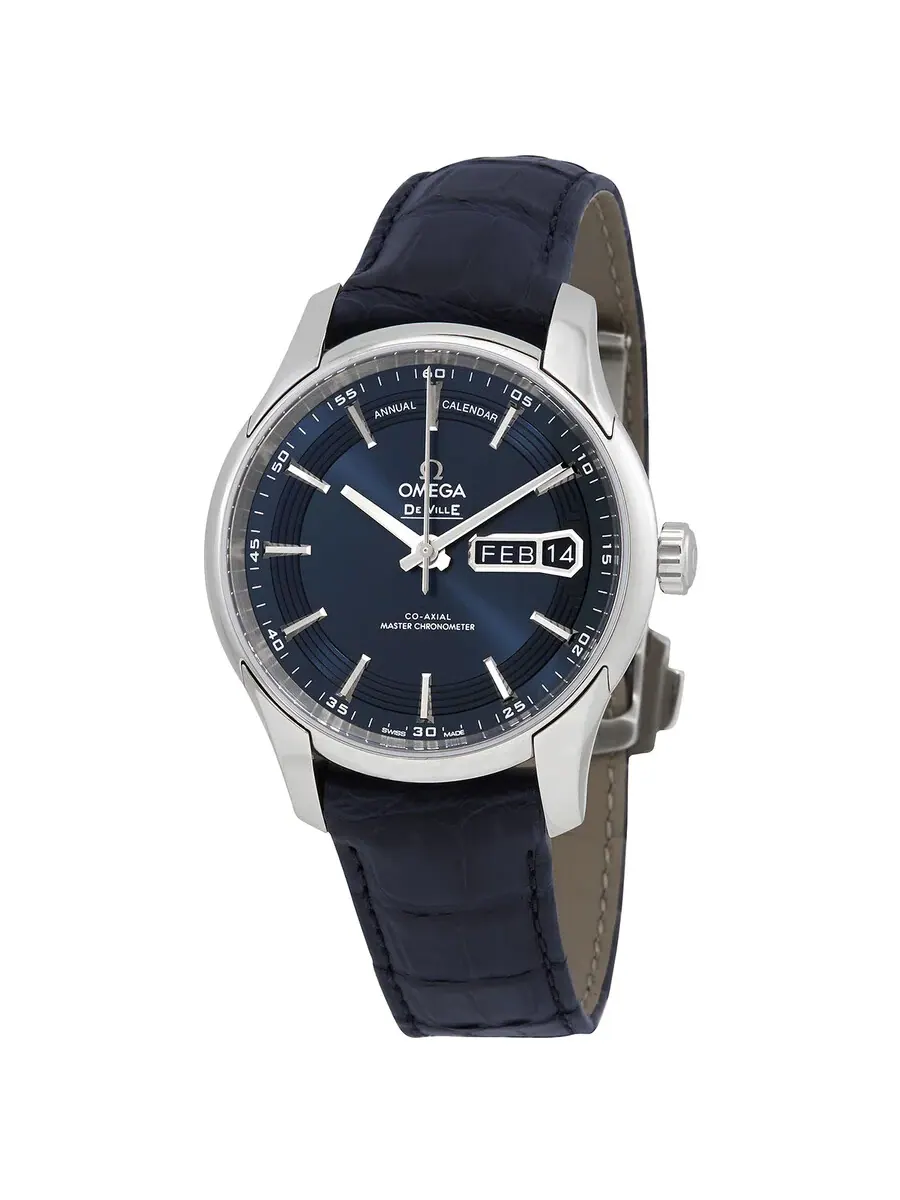 Мужские часы Omega De Ville Hour Vision с автоматическим механизмом и синим циферблатом 433.33.41.22.03.001 — серебристый