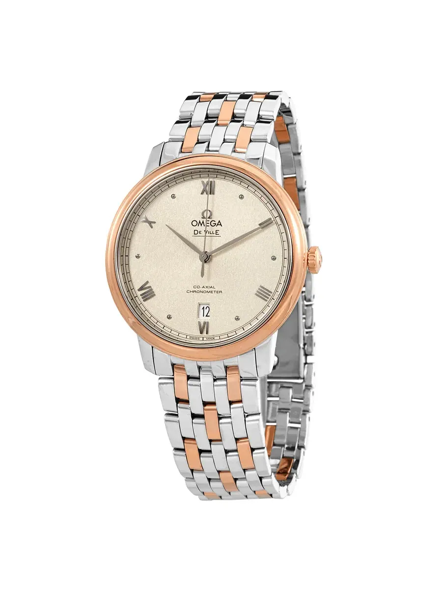Мужские автоматические часы Omega De Ville Prestige Chronometer с белым циферблатом, артикул 42420402009001, оттенок белый