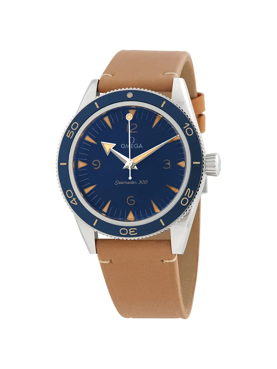Мужские часы Omega Seamaster Automatic Chronometer с синим циферблатом 234.32.41.21.03.001 — серебристый
