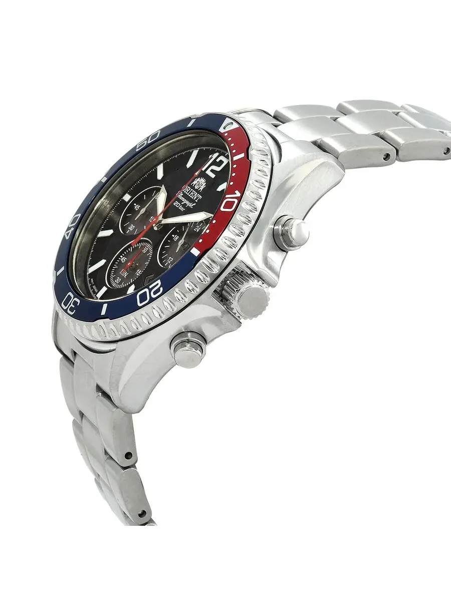 Мужские часы Orient Mako Solar Chronograph с синим циферблатом RA-TX0201L10B — изображение 2 из 3, оттенок серебряный