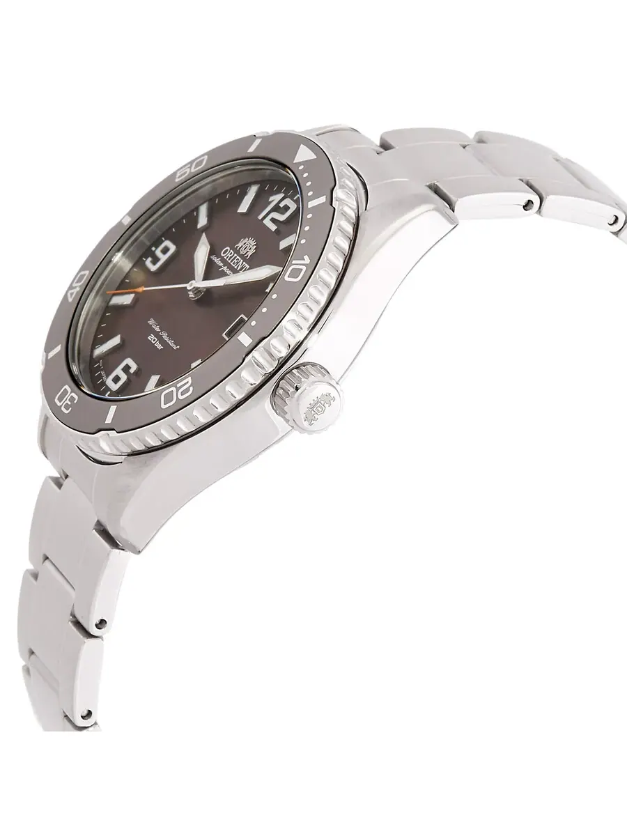 Мужские часы Orient Sport с солнечным зарядом, коричневым циферблатом RA-WJ0004Y10B — изображение 2 из 3, оттенок серый