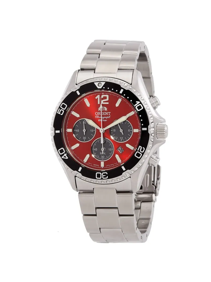 Мужские часы Orient Sports Solar Powered Chronograph с красным циферблатом RA-TX0207R — изображение 1 из 3, оттенок черный