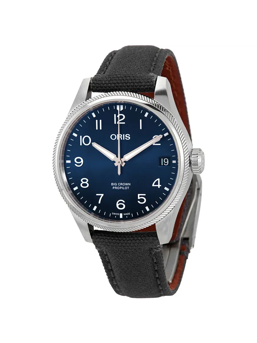 Мужские часы Oris Big Crown ProPilot Date Automatic с синим циферблатом 01 751 7761 4065-07 3 20 05LC — серебристый