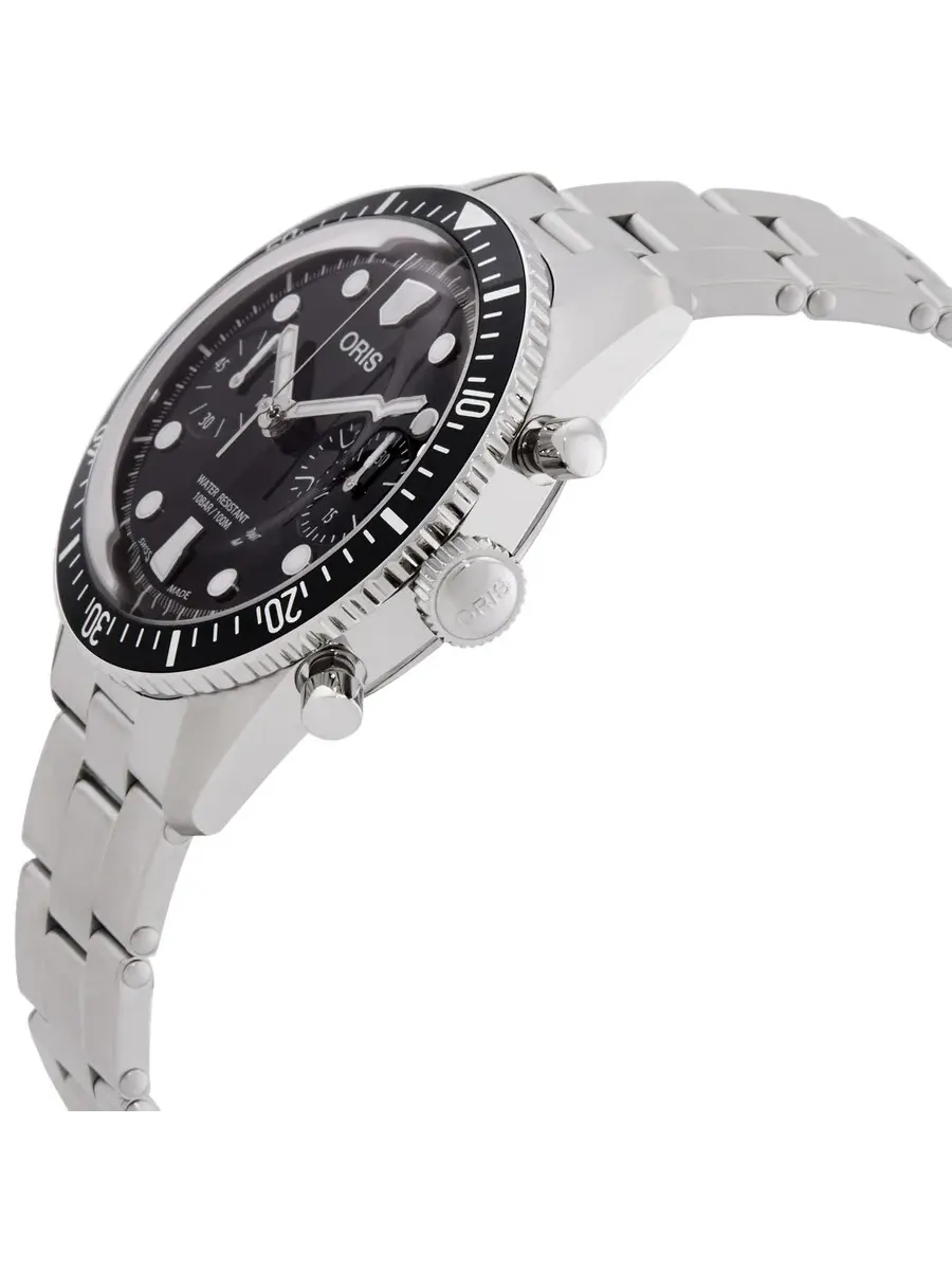 Мужские часы Oris Divers Sixty-Five Chronograph Automatic с черным циферблатом 01 771 7791 4054-07 8 20 18, оттенок черный
