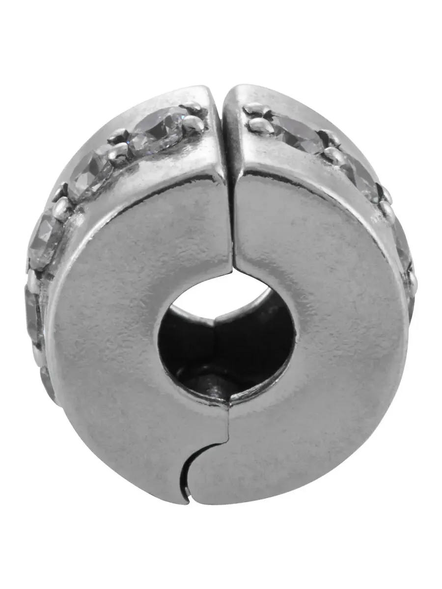 Подвеска-клипса Pandora Clear Sparkling Row из серебра 925 пробы — прозрачный