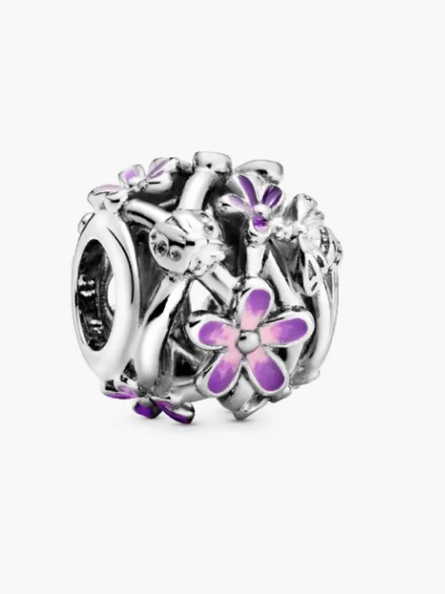 Шарм Pandora Daisy из серебра 925 пробы — фиолетовый