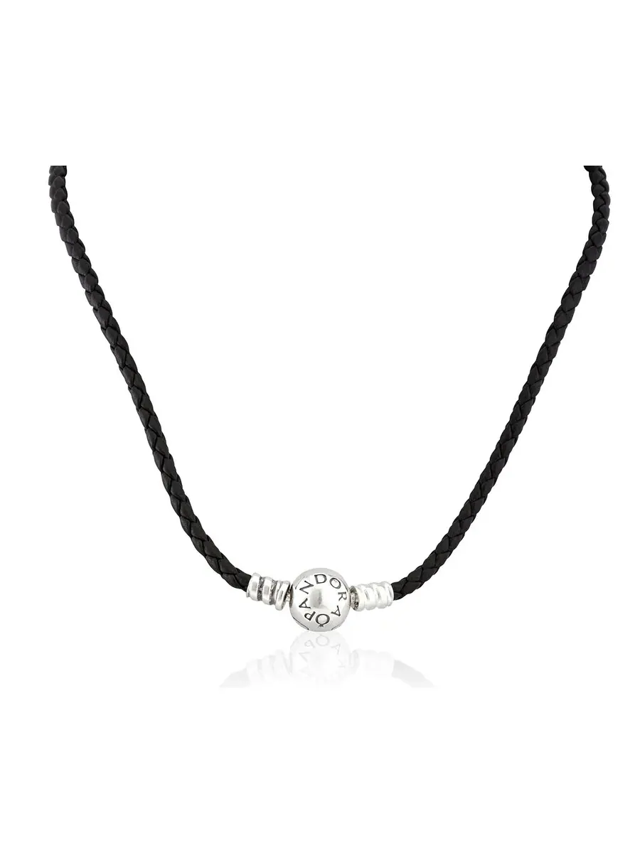 Браслет Pandora Double Black из черной кожи — черный