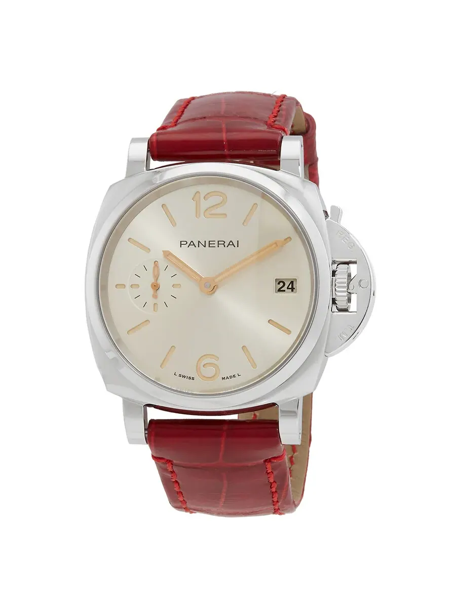 Женские часы Panerai Luminor Due 38 мм с автоматическим механизмом и шампанью циферблат PAM01550 — серебристый