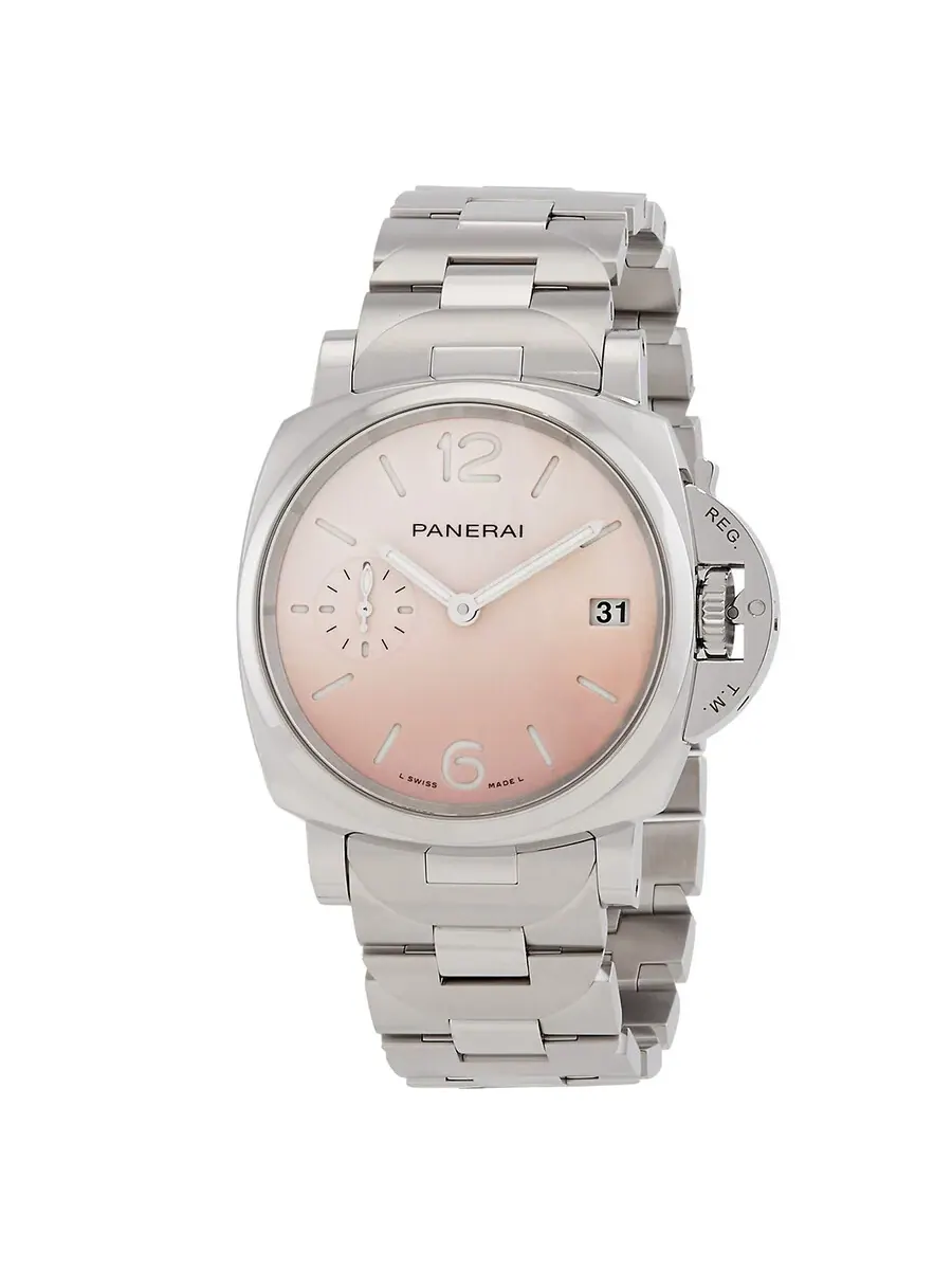 Часы Panerai Luminor Due Pastello с автоматическим механизмом и розовым циферблатом PAM01319 — серебристый