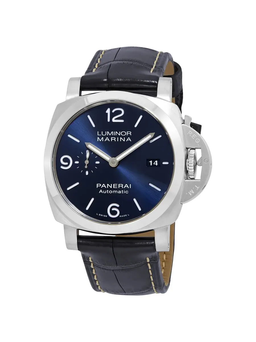 Мужские часы Panerai Luminor Marina Automatic с синим циферблатом PAM01313 — изображение 1 из 4, оттенок серебряный