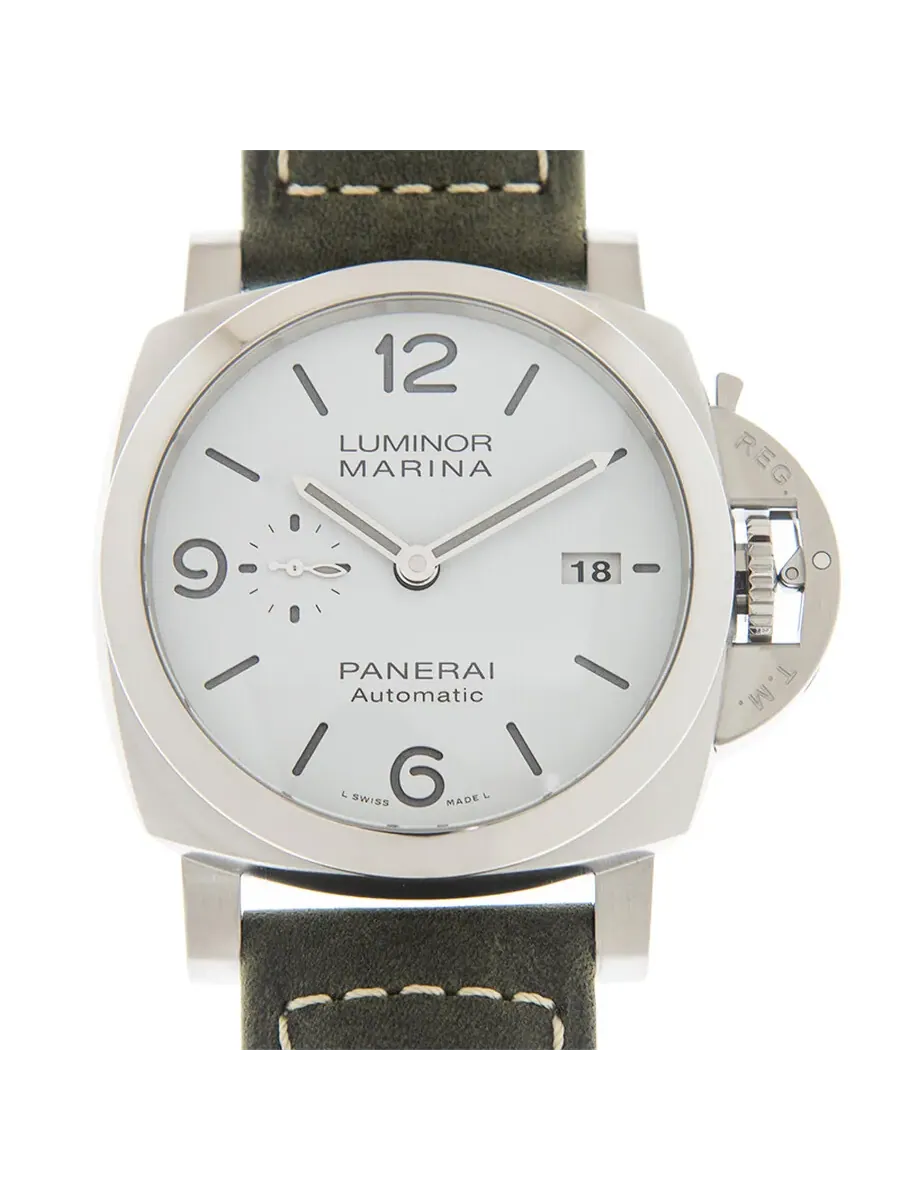 Мужские часы Panerai Luminor Marina Automatic с белым циферблатом PAM01314 — изображение 1 из 3, оттенок серебряный