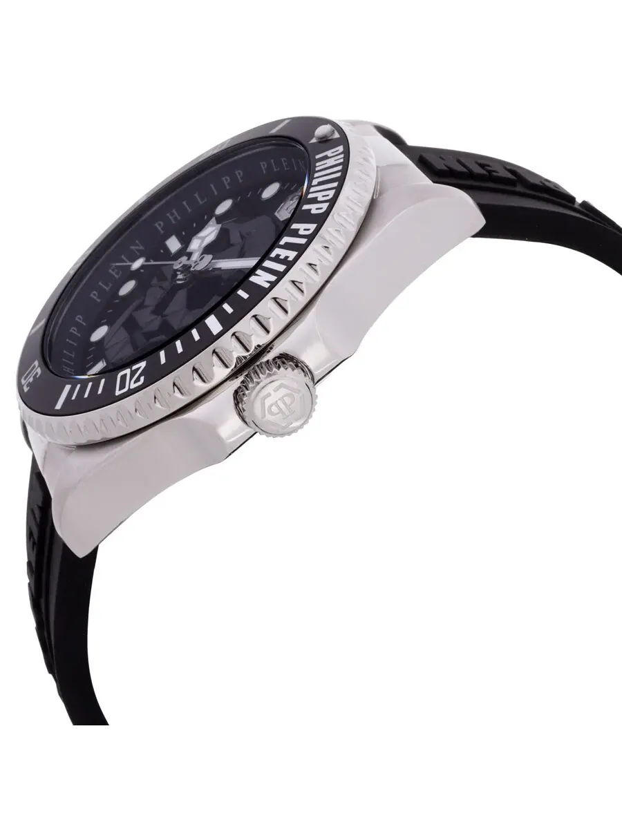 Мужские часы Philipp Plein The Skull Diver Quartz с черным циферблатом PWOAA0122 — изображение 2 из 6, оттенок черный