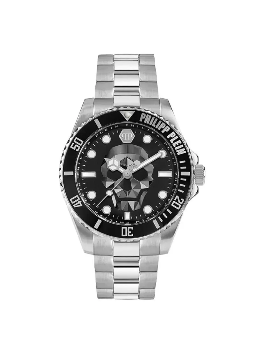 Мужские часы Philipp Plein The Skull Diver с кварцевым механизмом и черным циферблатом PWOAA0522 — изображение 1 из 3