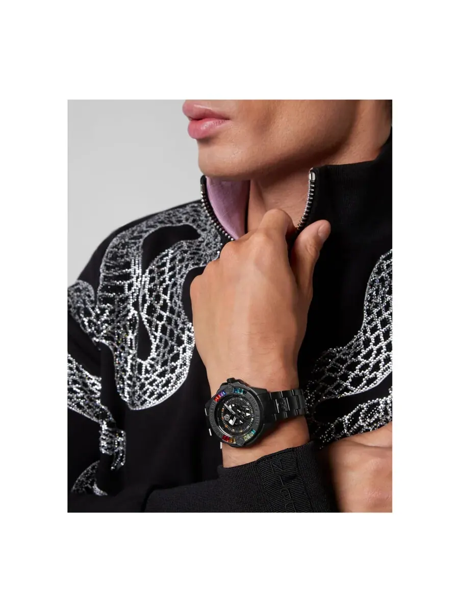 Часы унисекс Philipp Plein The Skull с черным циферблатом и кварцевым механизмом PWNAA0522 — изображение 4 из 5