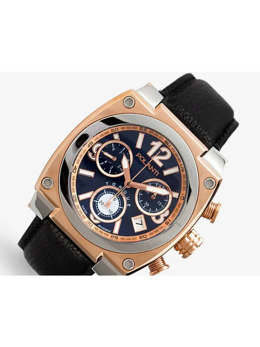 Мужские часы Polanti Torque II Chrono Chronograph с синим циферблатом PLT2004LB-RGSV — серебристый