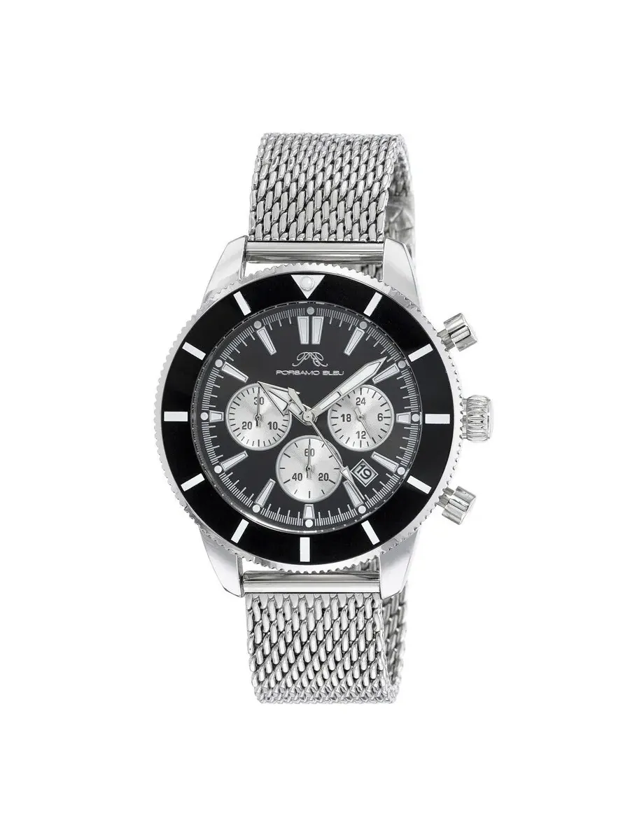 Мужские кварцевые часы Porsamo Bleu Brandon Chronograph с черным циферблатом, модель 1011ABRS — изображение 1 из 6