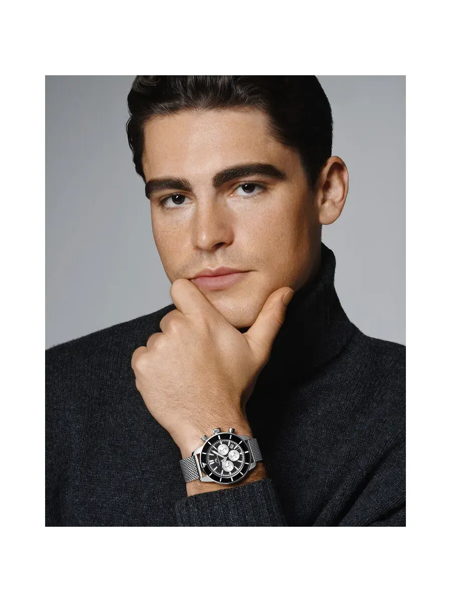 Мужские кварцевые часы Porsamo Bleu Brandon Chronograph с черным циферблатом, модель 1011ABRS — изображение 2 из 6