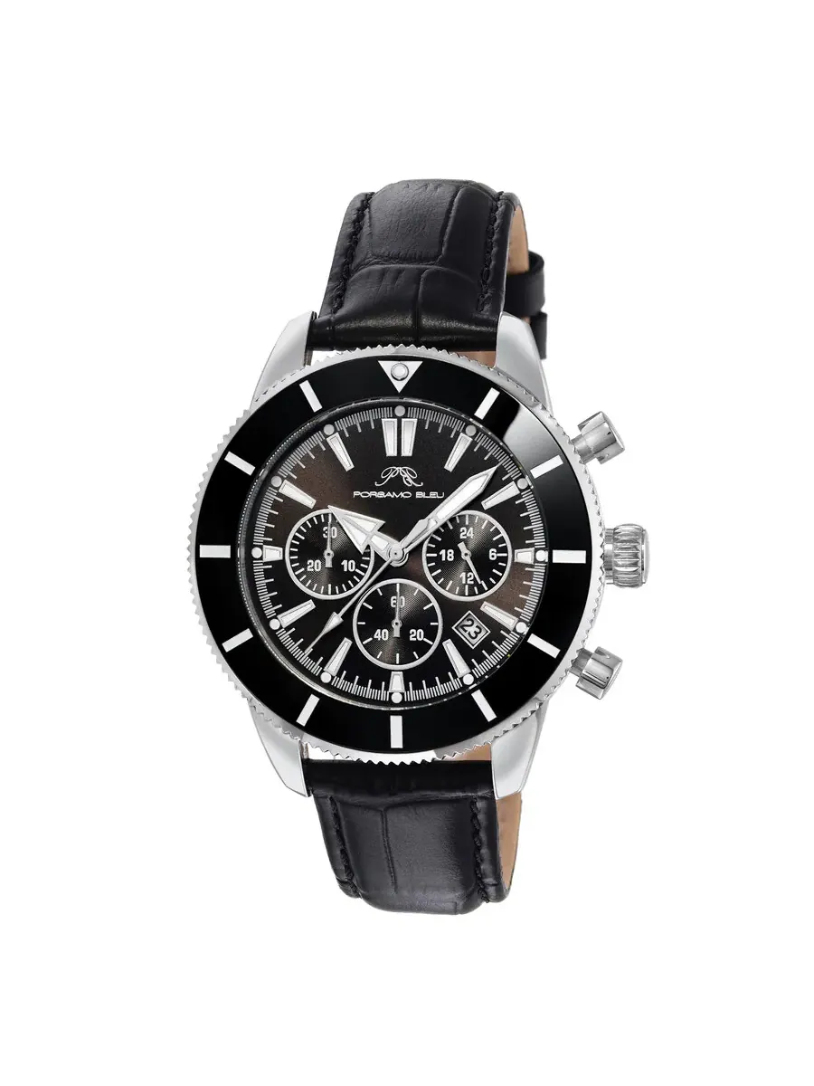 Мужские часы Porsamo Bleu Brandon Chronograph Quartz с черным циферблатом 1012ABRL — черный
