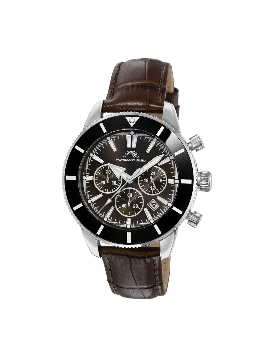 Мужские часы Porsamo Bleu Brandon Chronograph Quartz с черным циферблатом 1012CBRL — изображение 1 из 6, оттенок черный