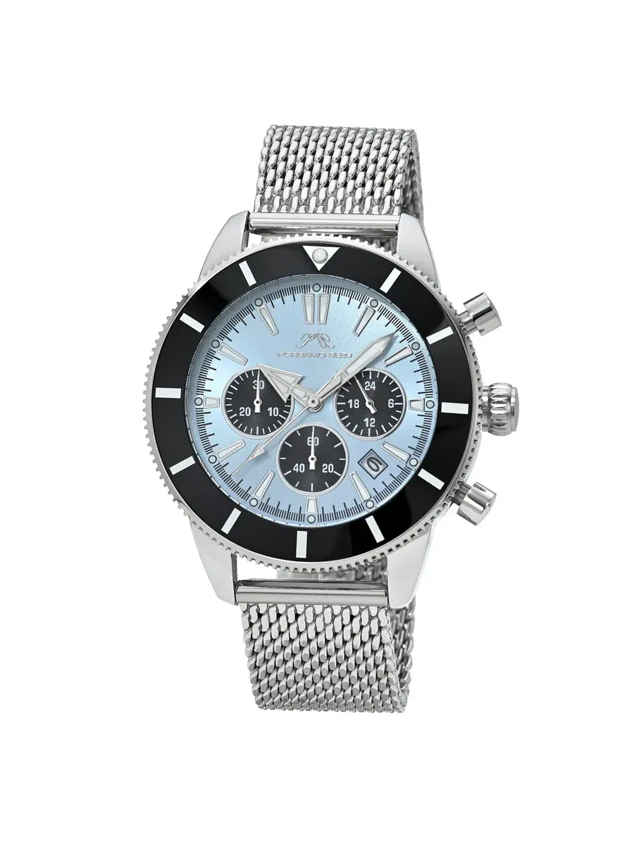 Мужские часы Porsamo Bleu Brandon Chronograph Quartz с синим циферблатом 1011DBRS — изображение 1 из 5, оттенок черный