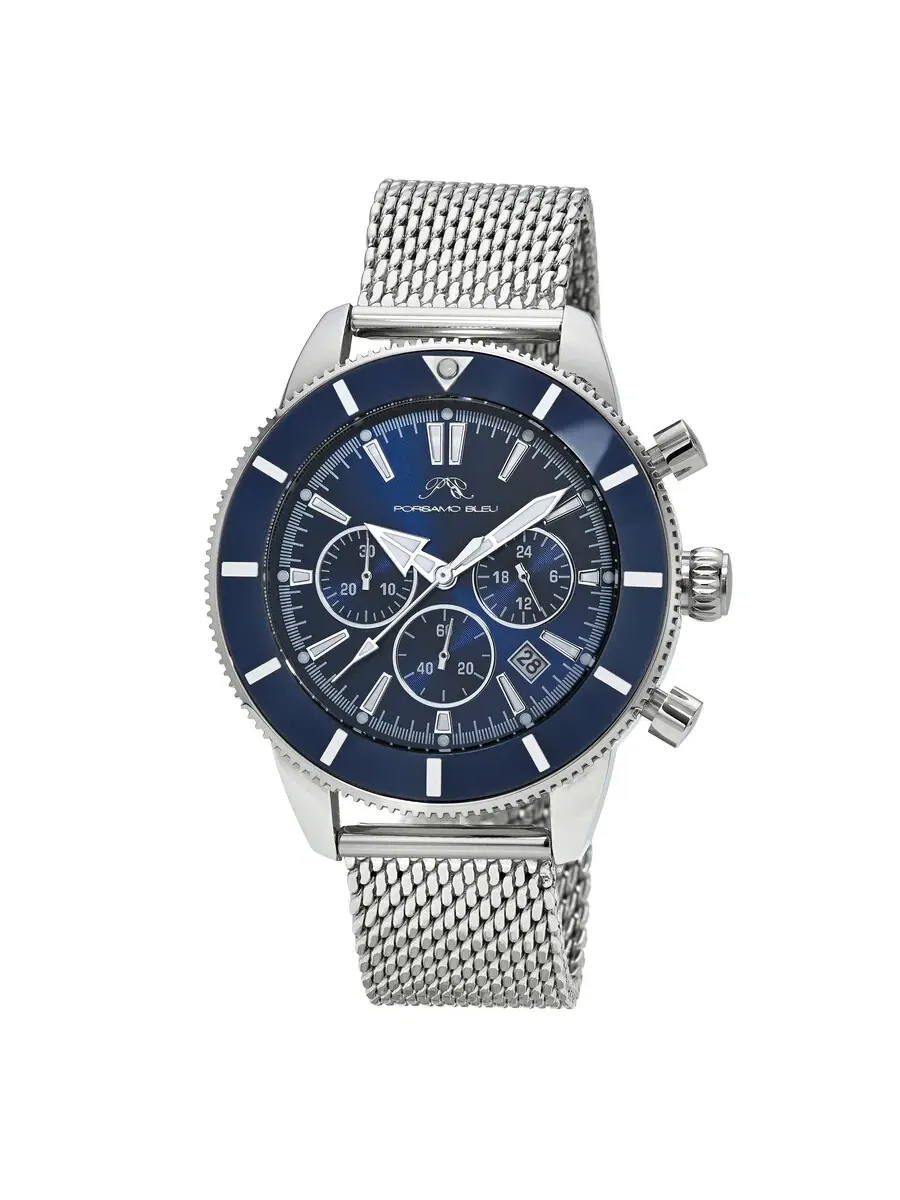 Мужские часы Porsamo Bleu Brandon Chronograph Quartz с синим циферблатом 1011FBRS — изображение 1 из 6, оттенок синий