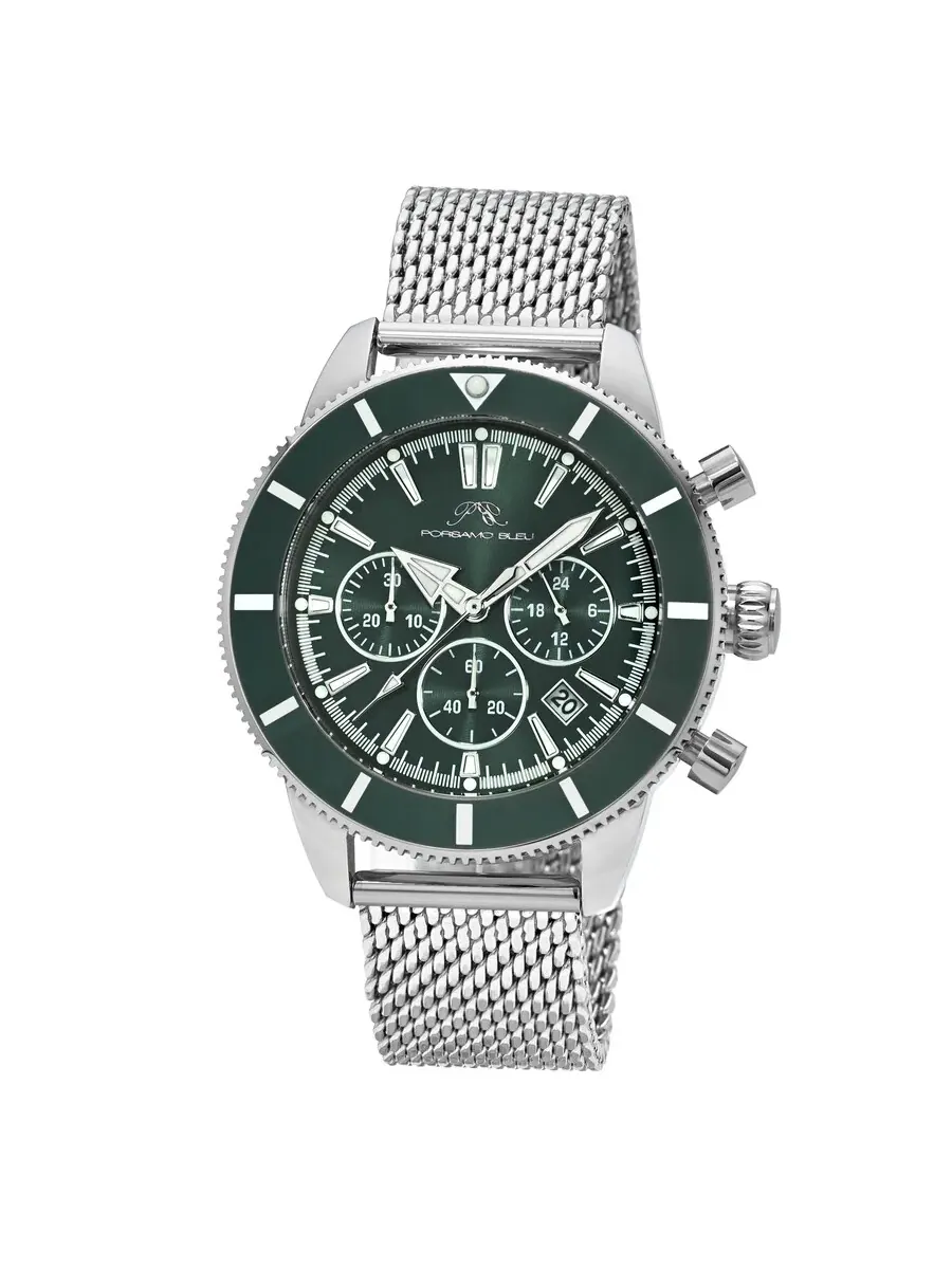 Мужские часы Porsamo Bleu Brandon Chronograph Quartz с зеленым циферблатом 1011EBRS — изображение 1 из 5, оттенок зеленый