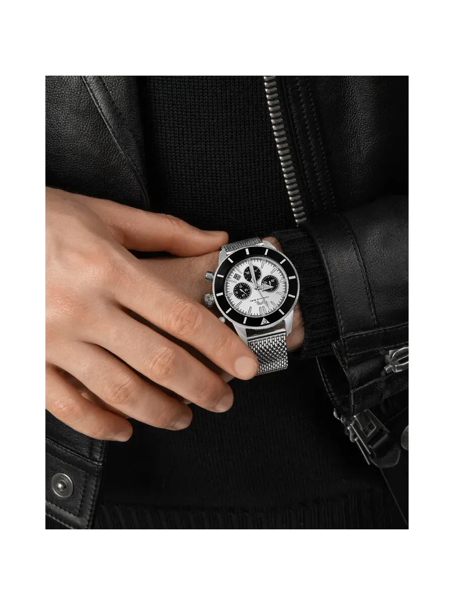 Мужские часы Porsamo Bleu Brandon Chronograph Quartz с серебристым циферблатом 1011BBRS — изображение 2 из 6, оттенок черный
