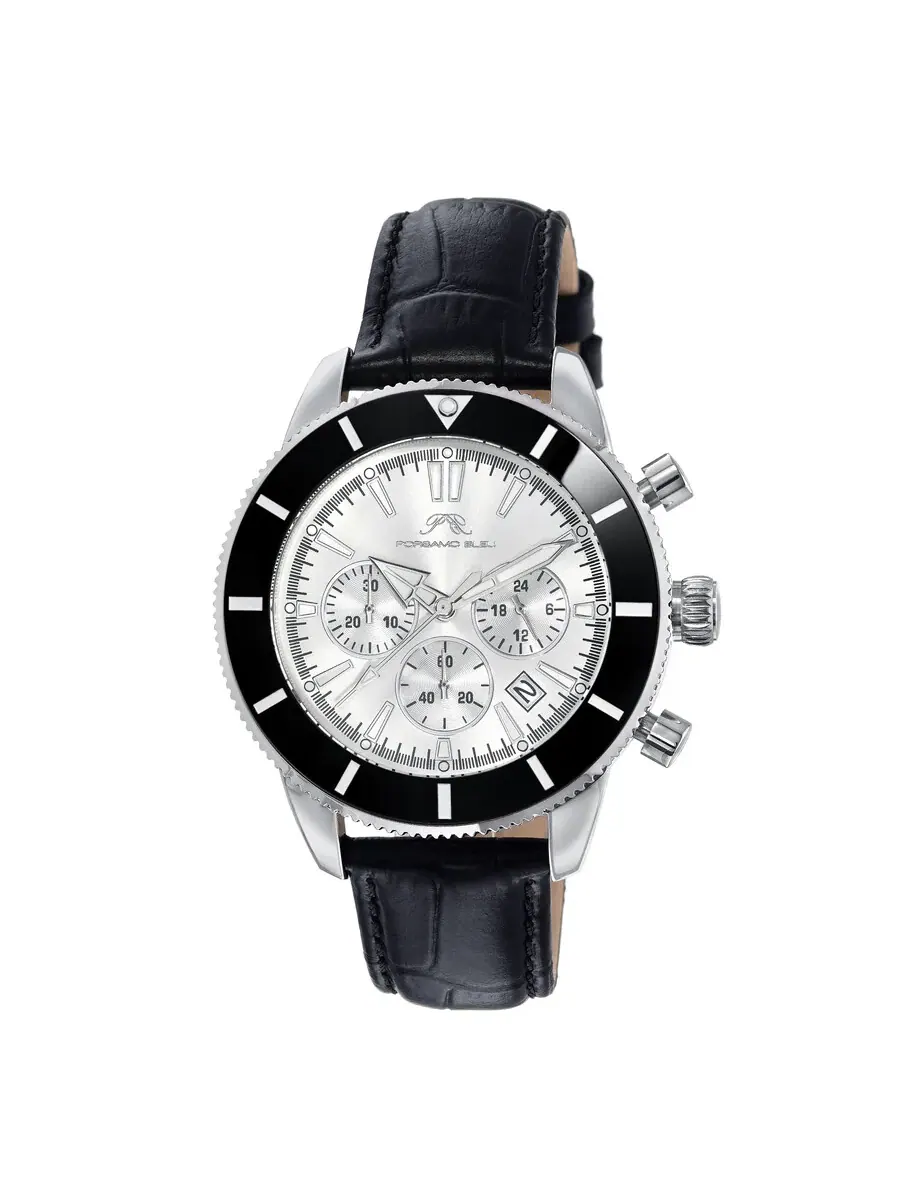 Мужские часы Porsamo Bleu Brandon Chronograph Quartz с серебристым циферблатом 1012BBRL — изображение 1 из 5, оттенок черный