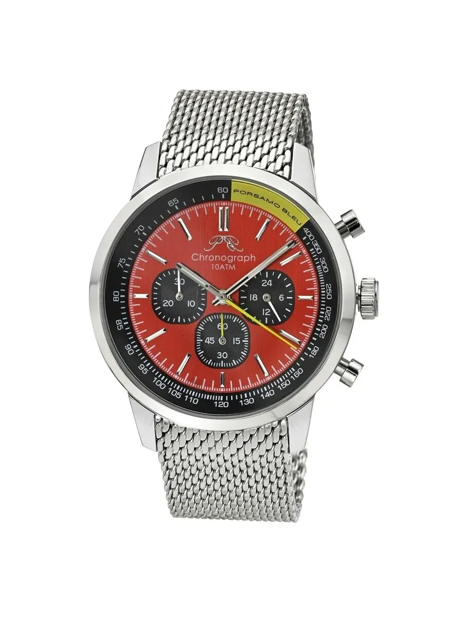 Мужские кварцевые часы Porsamo Bleu Simon Chronograph с красным циферблатом, модель 1322BSIS — изображение 1 из 6