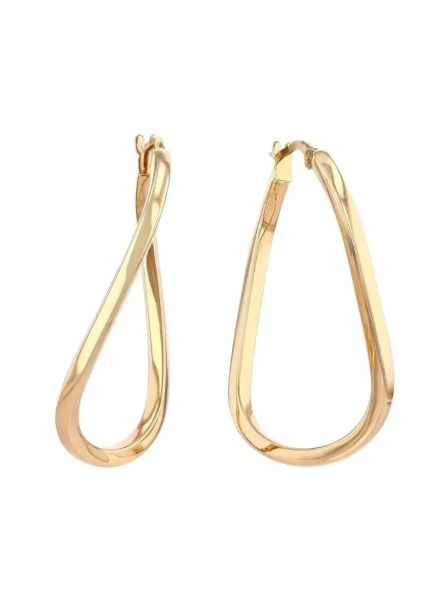 Серьги-кольца овальные с твистом Roberto Coin Oro Classic из желтого золота - — желтый