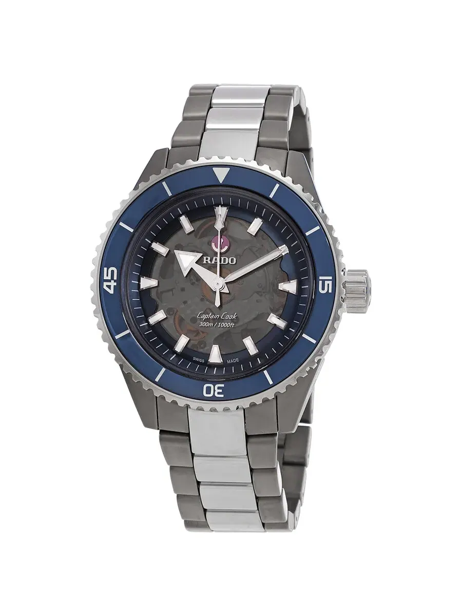 Мужские часы Rado Captain Cook High-Tech Ceramic с автоматическим механизмом и синим циферблатом R32128202, оттенок серый