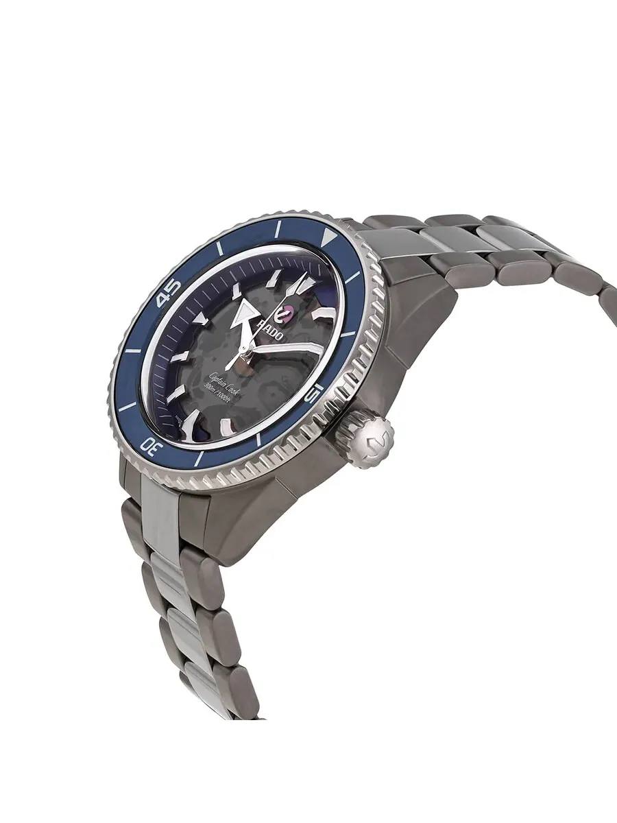 Мужские часы Rado Captain Cook High-Tech Ceramic с автоматическим механизмом и синим циферблатом R32128202, оттенок серый
