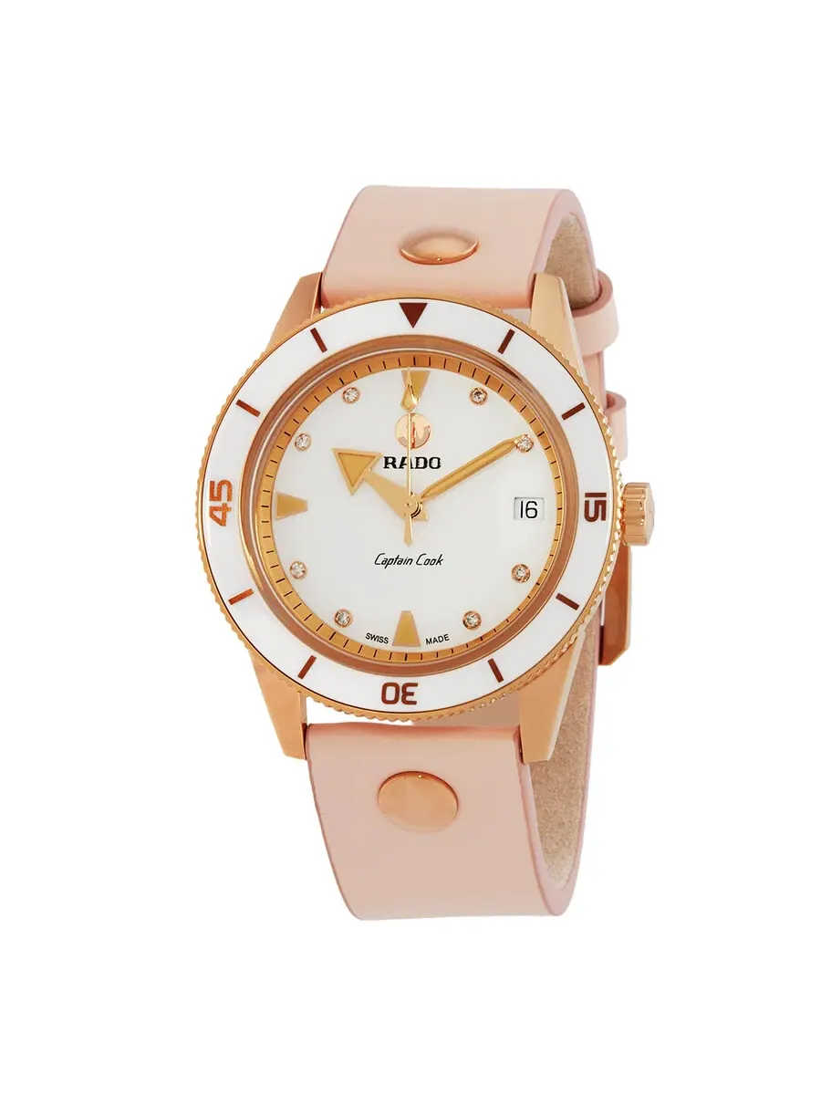 Женские часы Rado Captain Cook Automatic с белым циферблатом и бриллиантами R32139708 — белый