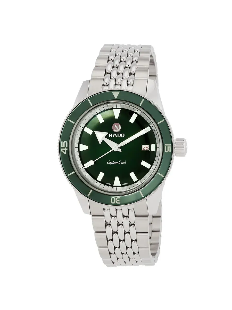 Мужские часы Rado Captain Cook Automatic с зеленым циферблатом R32505313 — изображение 1 из 4, оттенок серебряный