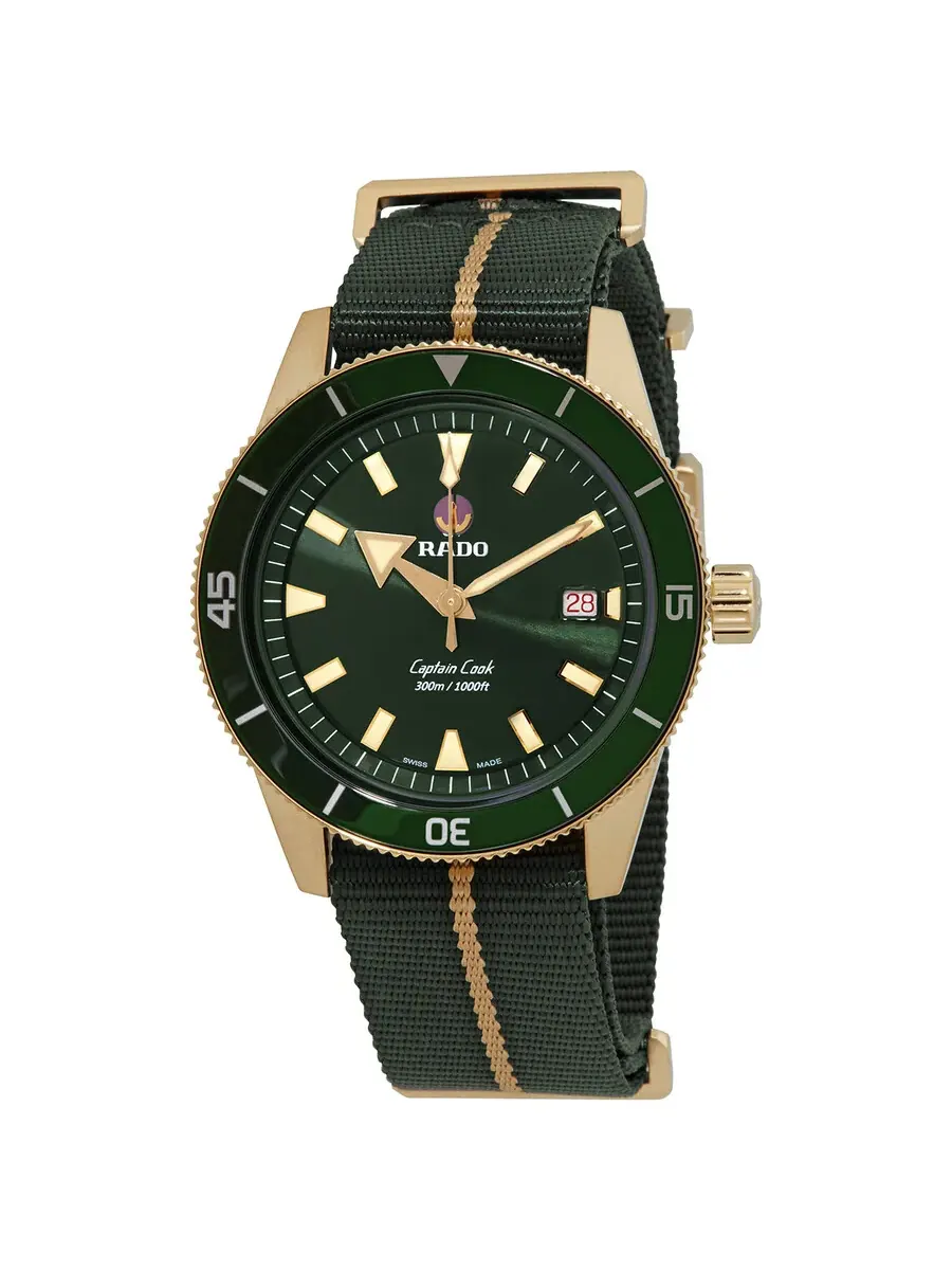 Мужские автоматические часы Rado Captain Cook с зеленым циферблатом R32504317 — зеленый