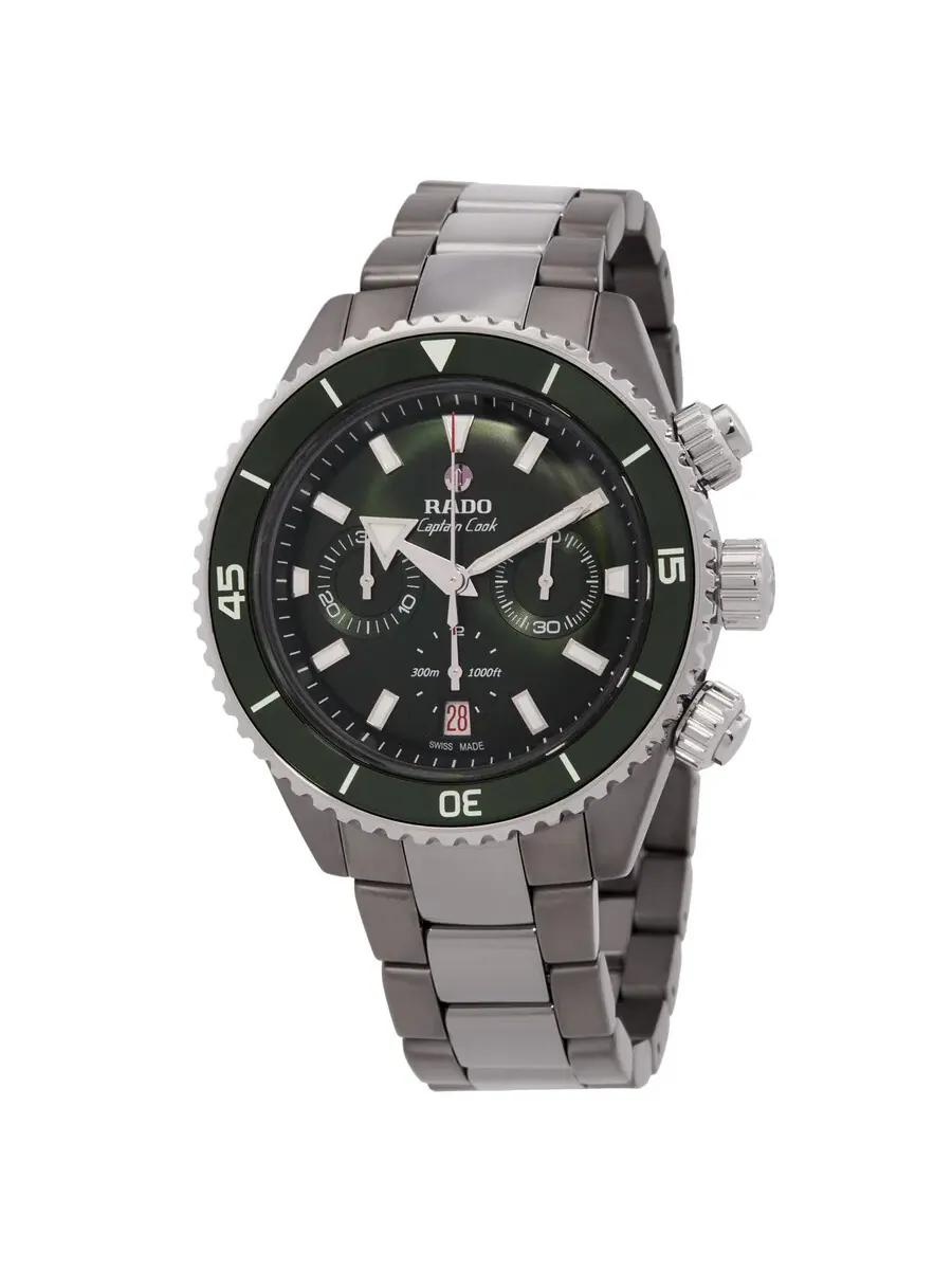 Мужские часы Rado Captain Cook Chronograph Automatic с зеленым циферблатом R32189313 — изображение 1 из 3, оттенок зеленый