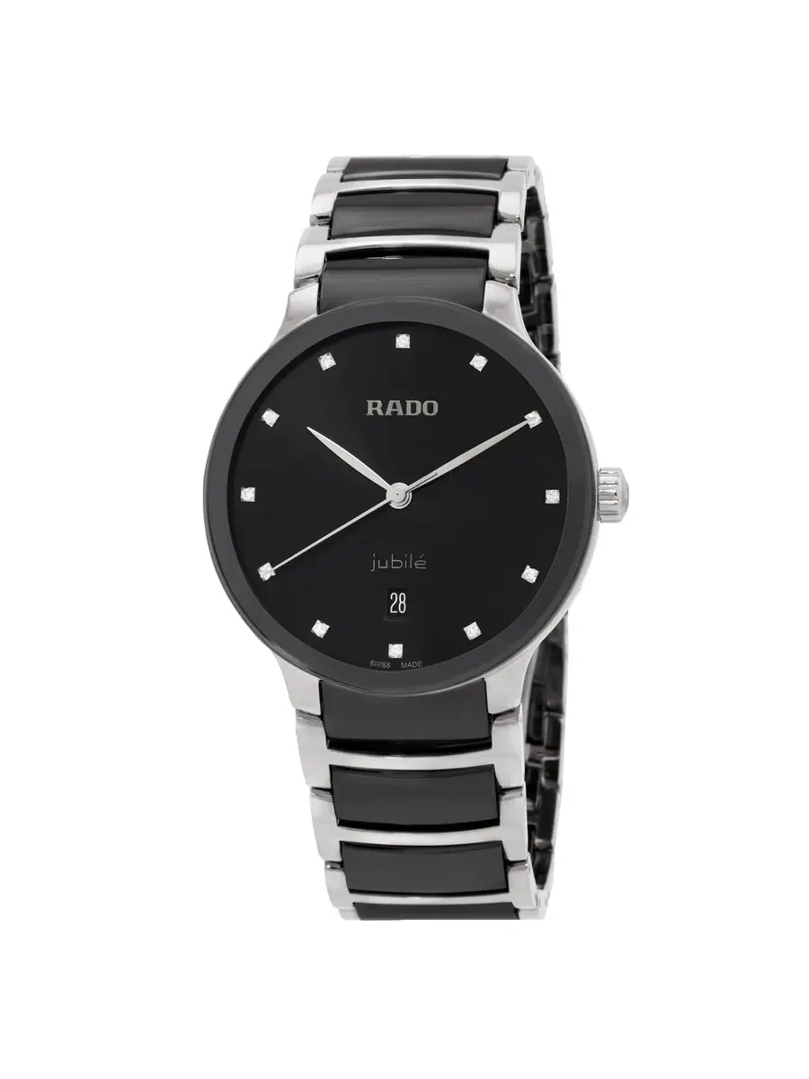Часы Rado Centrix Automatic с черным циферблатом и бриллиантами для мужчин и женщин R30018742 — изображение 1 из 3