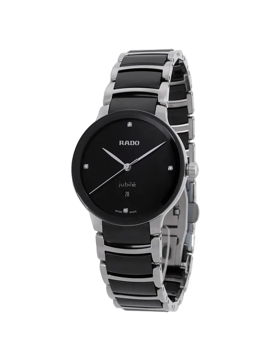 Женские часы Rado Centrix Diamonds Quartz с черным циферблатом R30026712 — изображение 1 из 3, оттенок черный