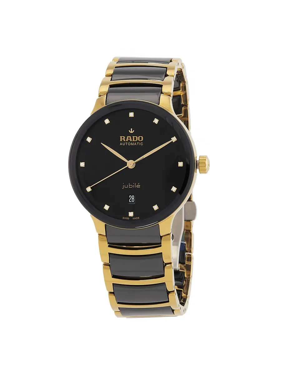 Часы Rado Centrix с кварцевым механизмом, черным циферблатом и бриллиантом, унисекс R30008742 — изображение 1 из 3