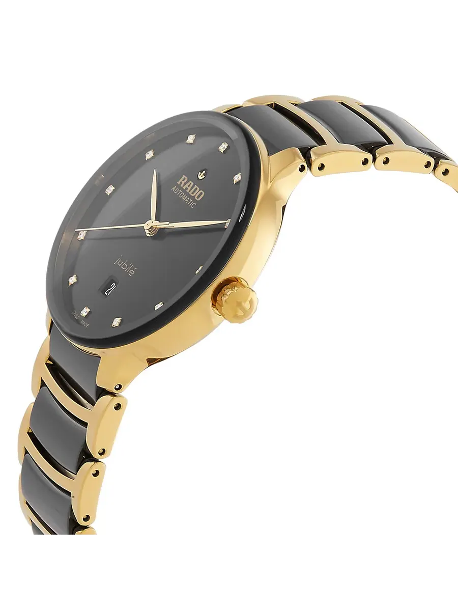 Часы Rado Centrix с кварцевым механизмом, черным циферблатом и бриллиантом, унисекс R30008742 — изображение 2 из 3