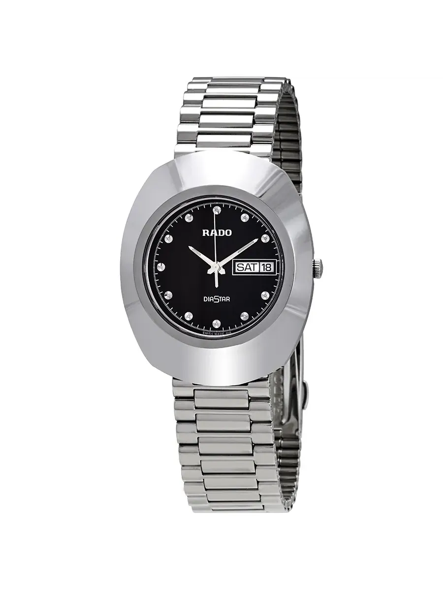 Мужские часы Rado Diastar с черным циферблатом из нержавеющей стали R12391153 — изображение 1 из 3, оттенок серебряный
