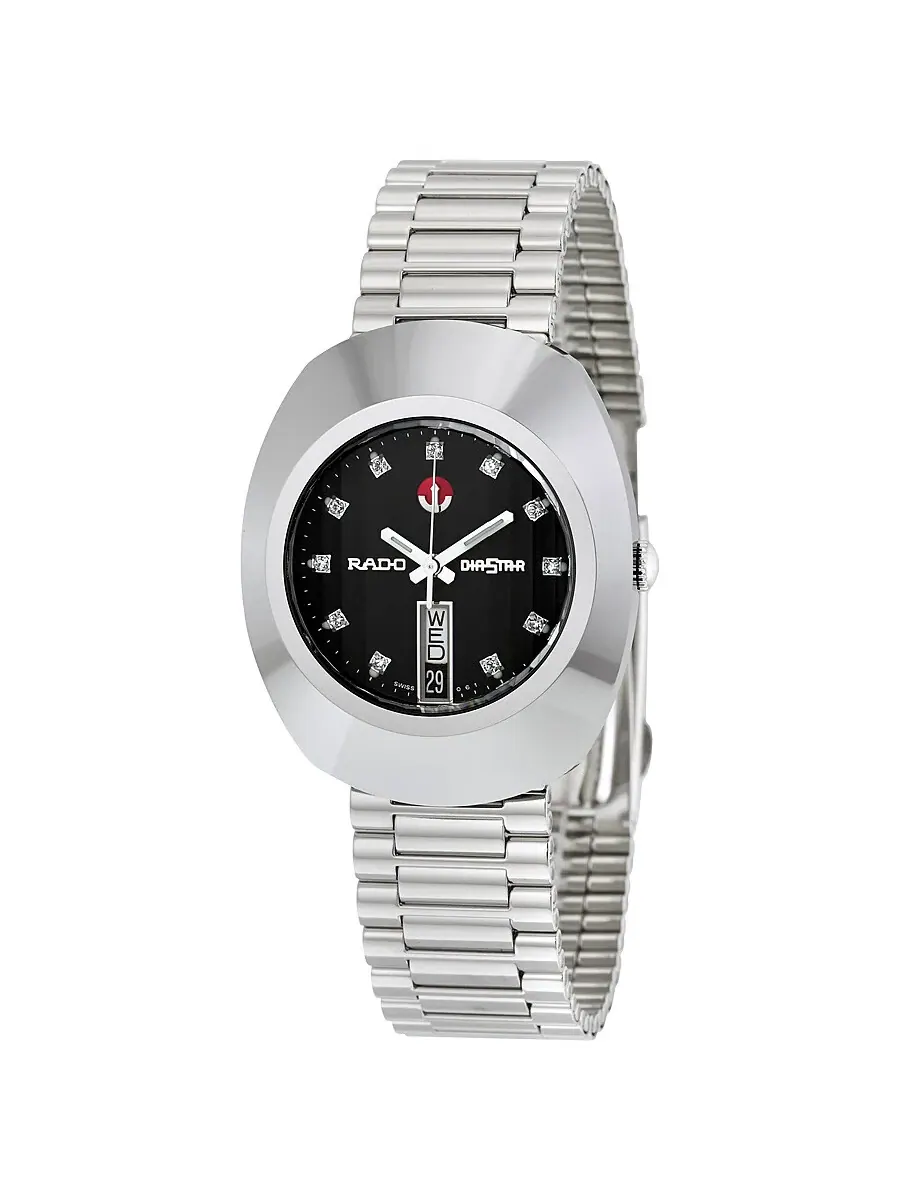 Мужские часы Rado Diastar с автоматическим механизмом и черным циферблатом R12408613 — изображение 1 из 3, оттенок серебряный